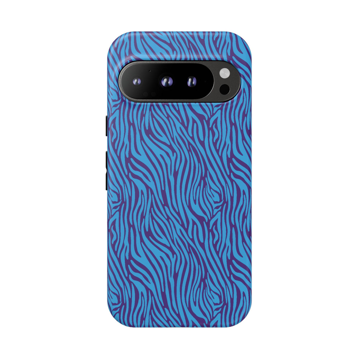 Zebra Print Blue and Purple Tough Case for iPhone, Galaxy or Google Pixel