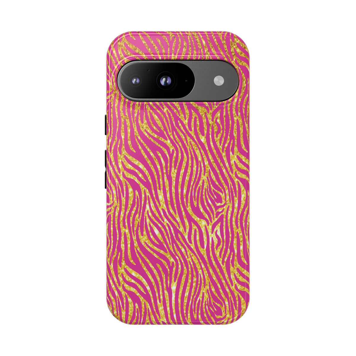 Pink Gold Zebra Print Tough Case for iPhone, Galaxy, or Google Pixel