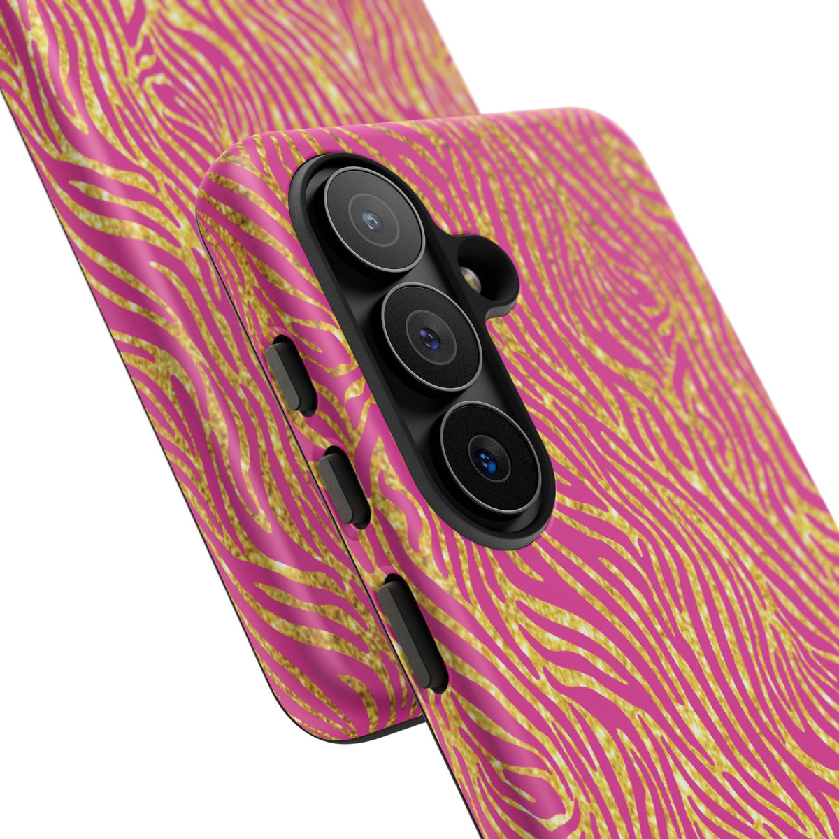 Pink Gold Zebra Print Tough Case for iPhone, Galaxy, or Google Pixel