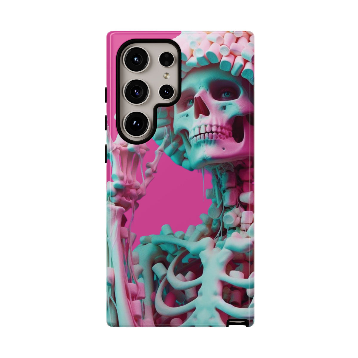 Neon Pink Skeleton Tough Phone Case for iPhone, Galaxy and Google Pixel