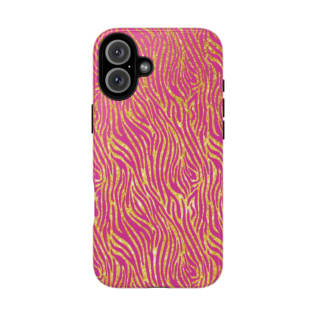 Pink Gold Zebra Print Tough Case for iPhone, Galaxy, or Google Pixel