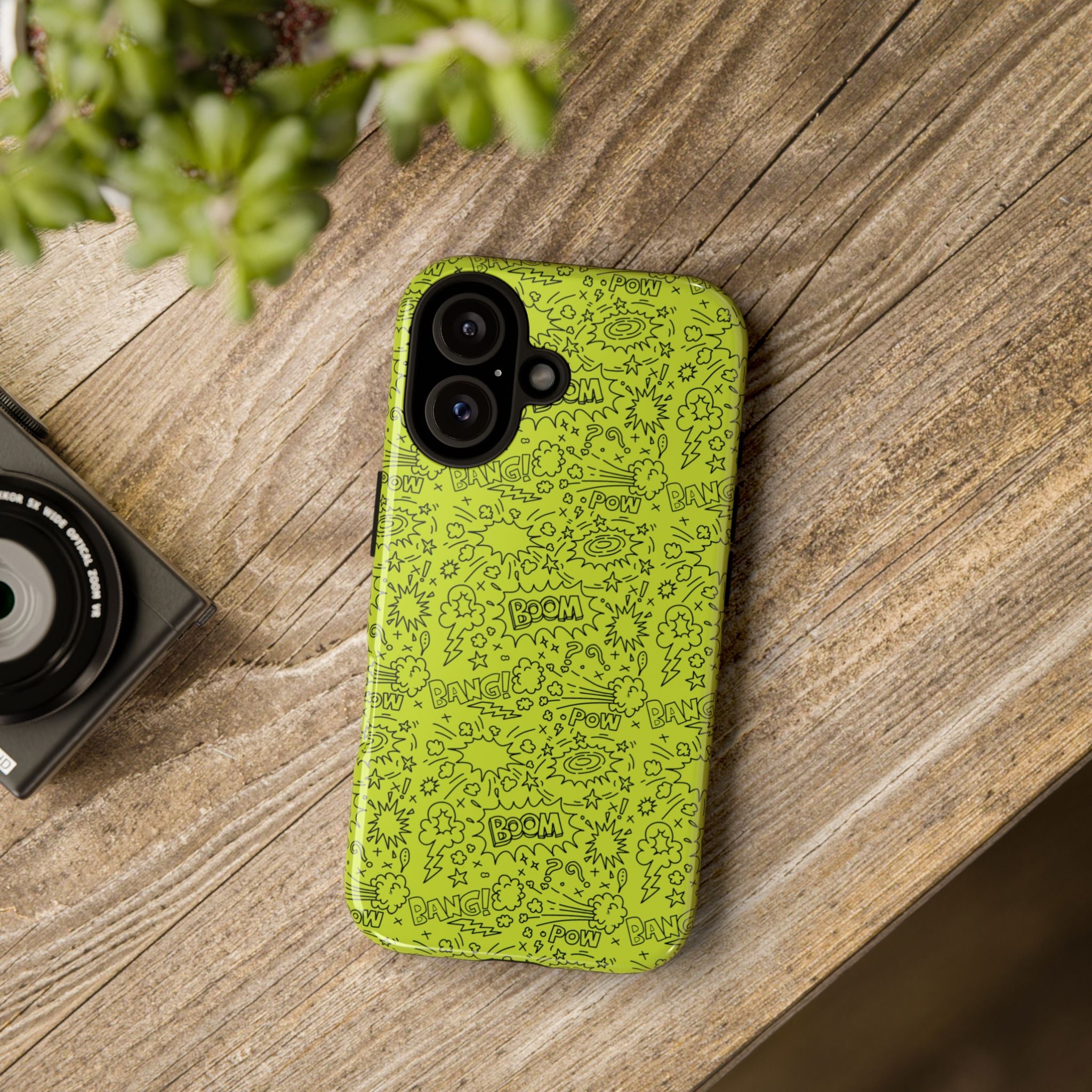 Neon Lime Wow Tough Case for iPhone, Galaxy, or Google Pixel