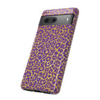 Purple Gold Leopard Tough Phone Case for iPhone, Galaxy, or Google Pixel