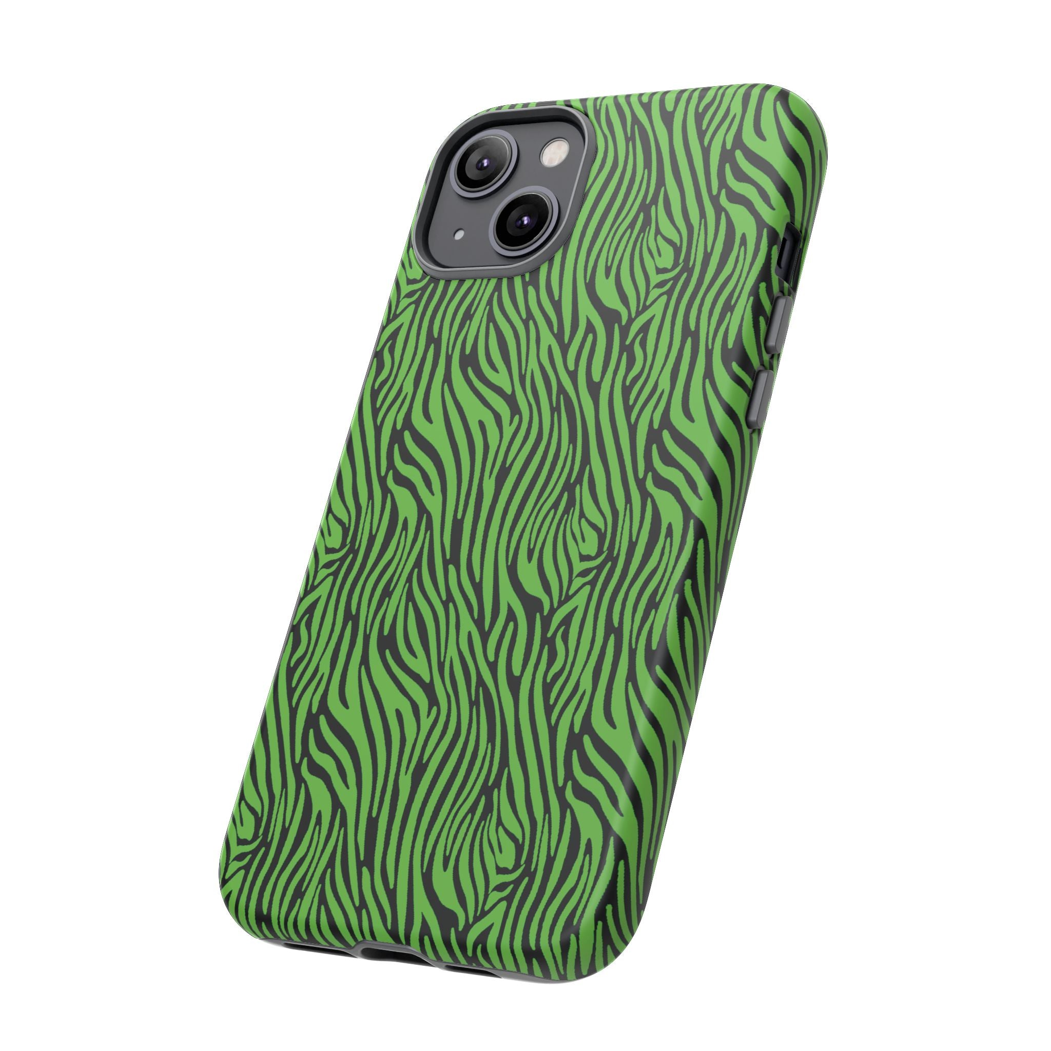 Neon Green Zebra Tough Phone Case iPhone, Galaxy, or Google Pixel