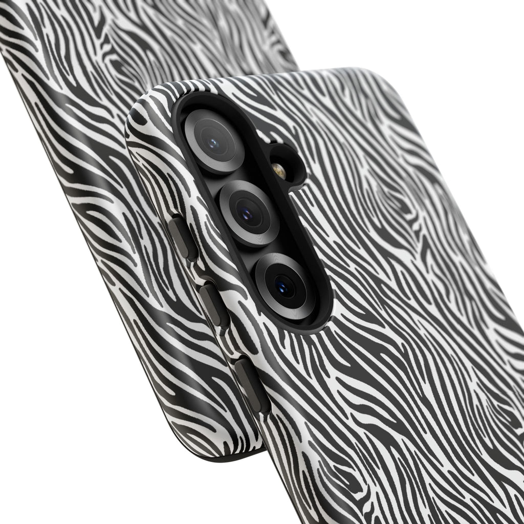 Black and White Zebra Print Tough Case iPhone, Galaxy and Google Pixel