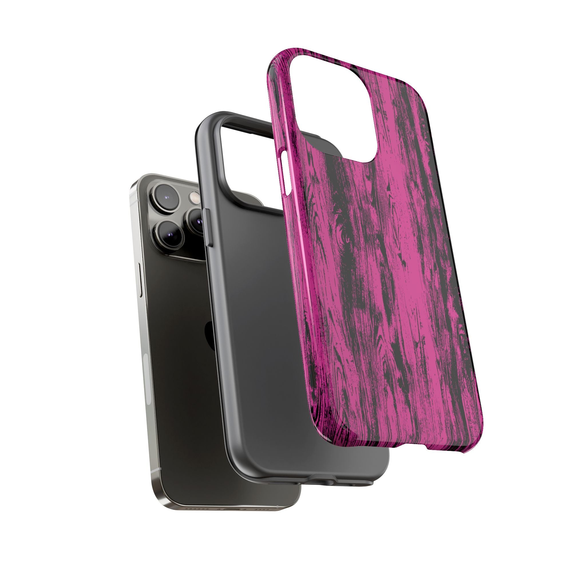 Hot Pink wood print Design Tough Phone Case for iPhone, Galaxy, or Google Pixel