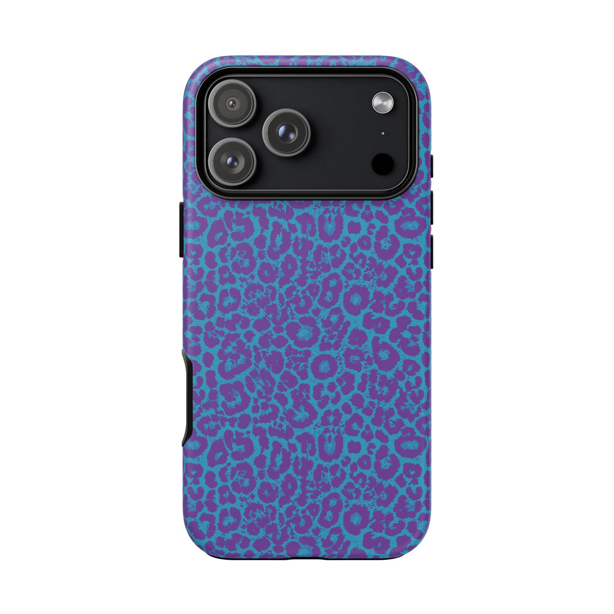 Leopard Printed Purple Blue Tough Phone Case for iPhone, Galaxy, or Google Pixel