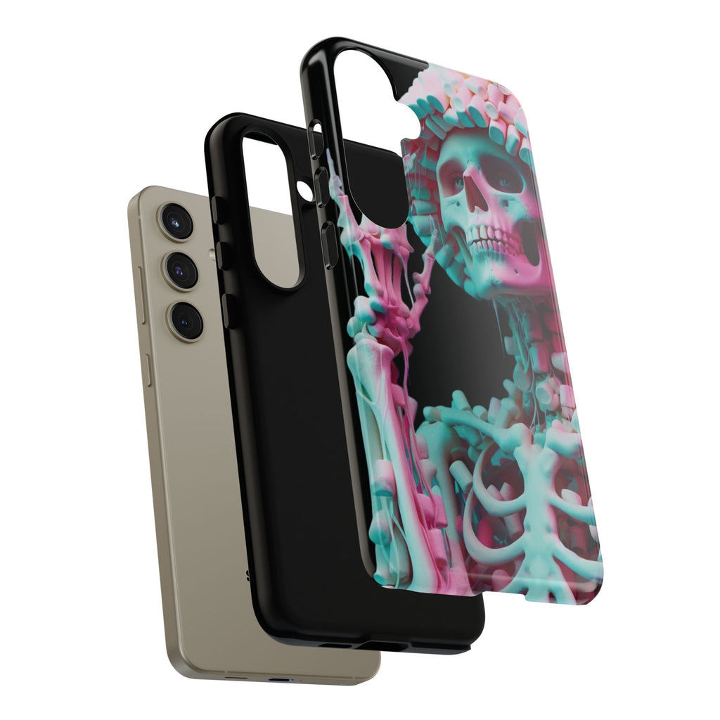 Neon Pink Skeleton (Black) Tough Phone Case for iPhone, Galaxy, or Google Pixel