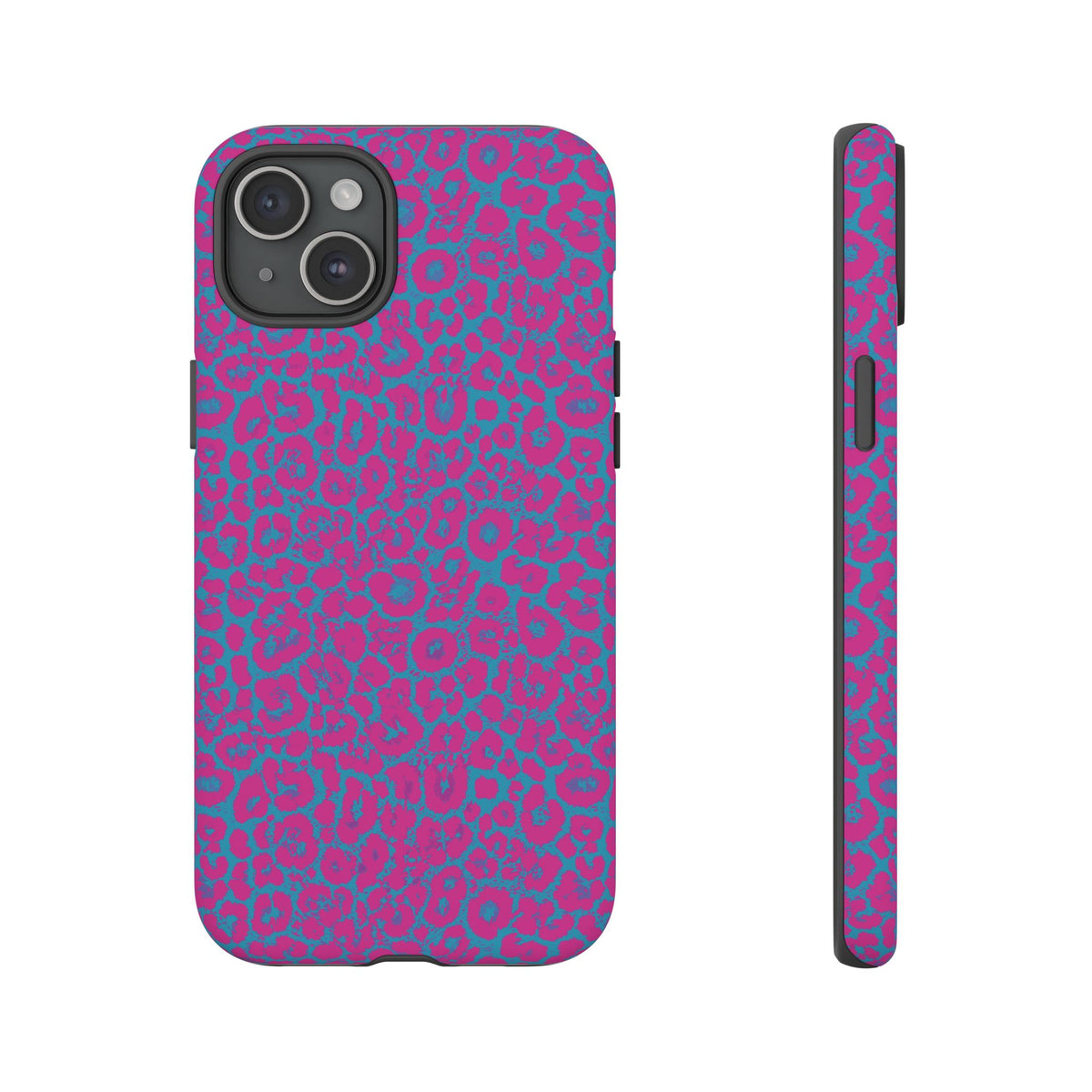 Pink Blue Leopard Tough Phone Case iPhone, Galaxy, or Google Pixel