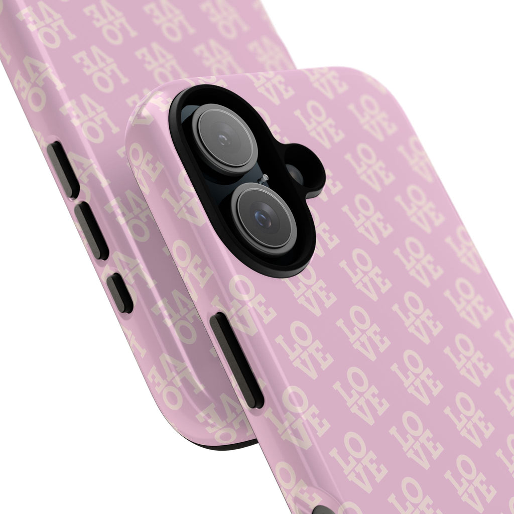 LOVE Pink Tough Phone Case for iPhone, Galaxy, or Google Pixel