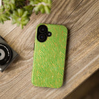 Neon Green Gold Zebra Tough Phone Case for iPhone, Galaxy, or Google Pixel