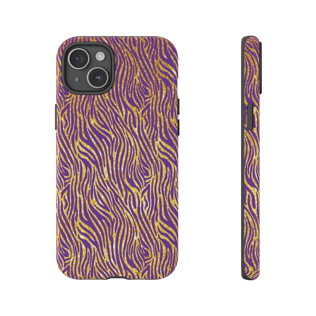 Vibrant Purple Gold Zebra Tough Phone Case iPhone, Galaxy, or Google Pixel