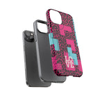 Pink Love Retro Blocks Leopard RG Tough Phone Case for iPhone, Galaxy, or Google Pixel