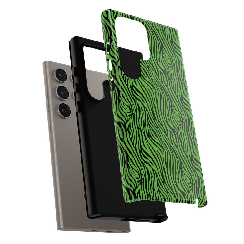 Neon Green Zebra Tough Phone Case iPhone, Galaxy, or Google Pixel