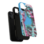 Neon Pink Skeleton Blue Tough Phone Case for iPhone, Galaxy or Google Pixel