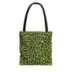 Neon Lime Leopard Tote Bags