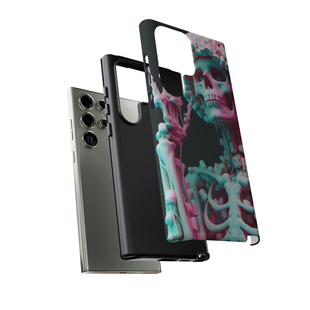Neon Pink Skeleton (Black) Tough Phone Case for iPhone, Galaxy, or Google Pixel