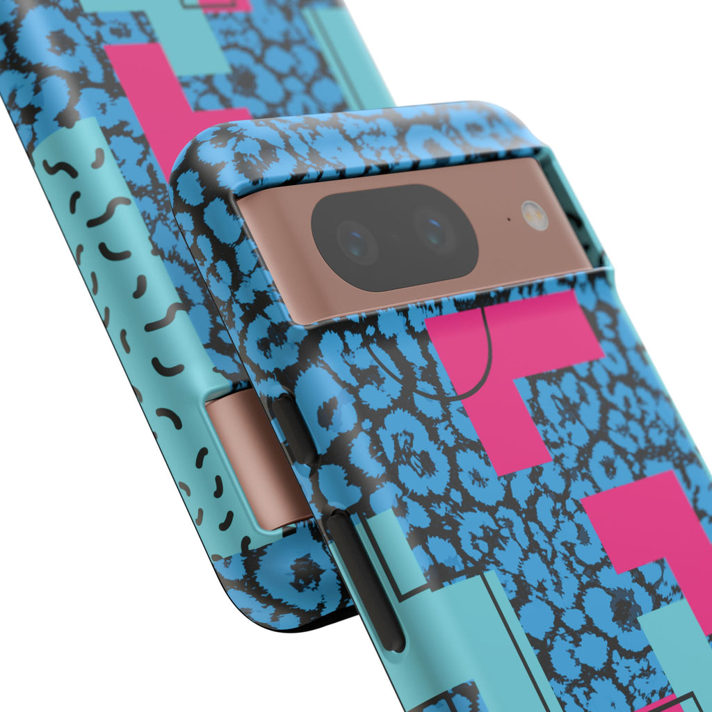 LOVE Blue Leopard 80s Vibe Tough Case for iPhone, Galaxy, or Google Pixel