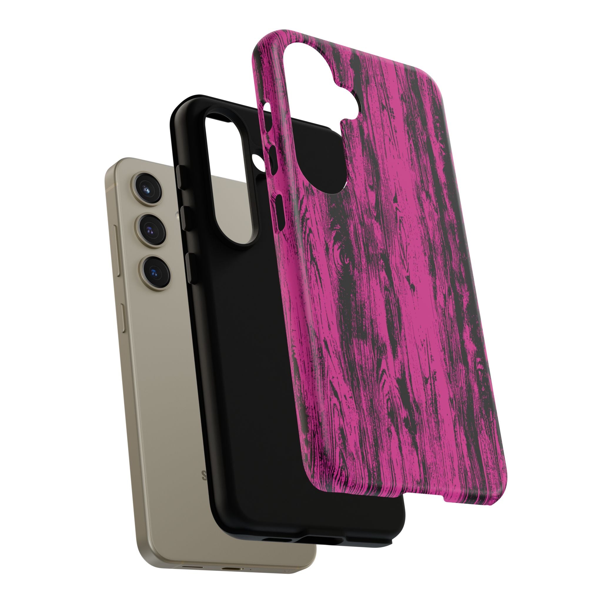 Hot Pink wood print Design Tough Phone Case for iPhone, Galaxy, or Google Pixel