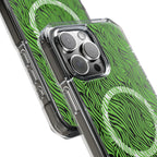 Neon Green Zebra Magnetic iPhone 14, 15, 16 Series Clear Impact Cases