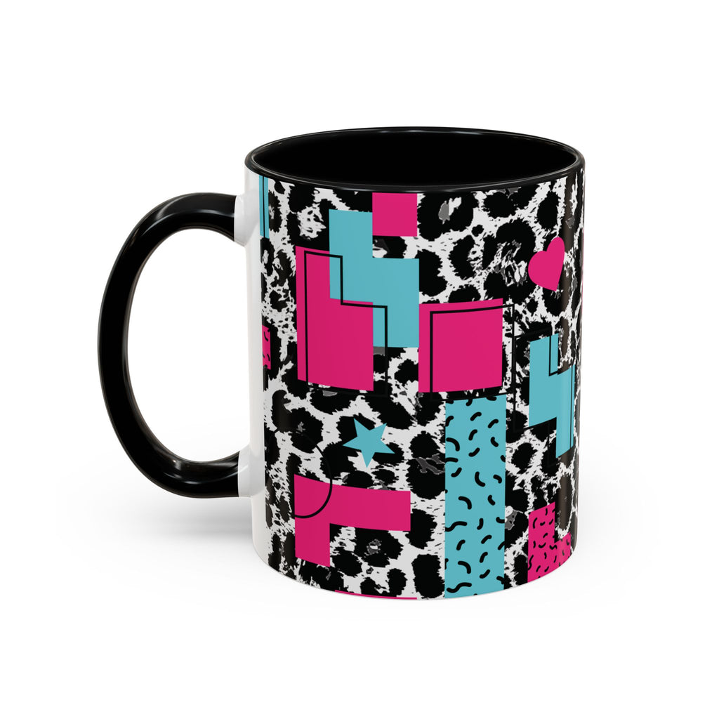 Retro Vibes Love Blocks Leopard Print Coffee Mug Kitchen Decor, Gift