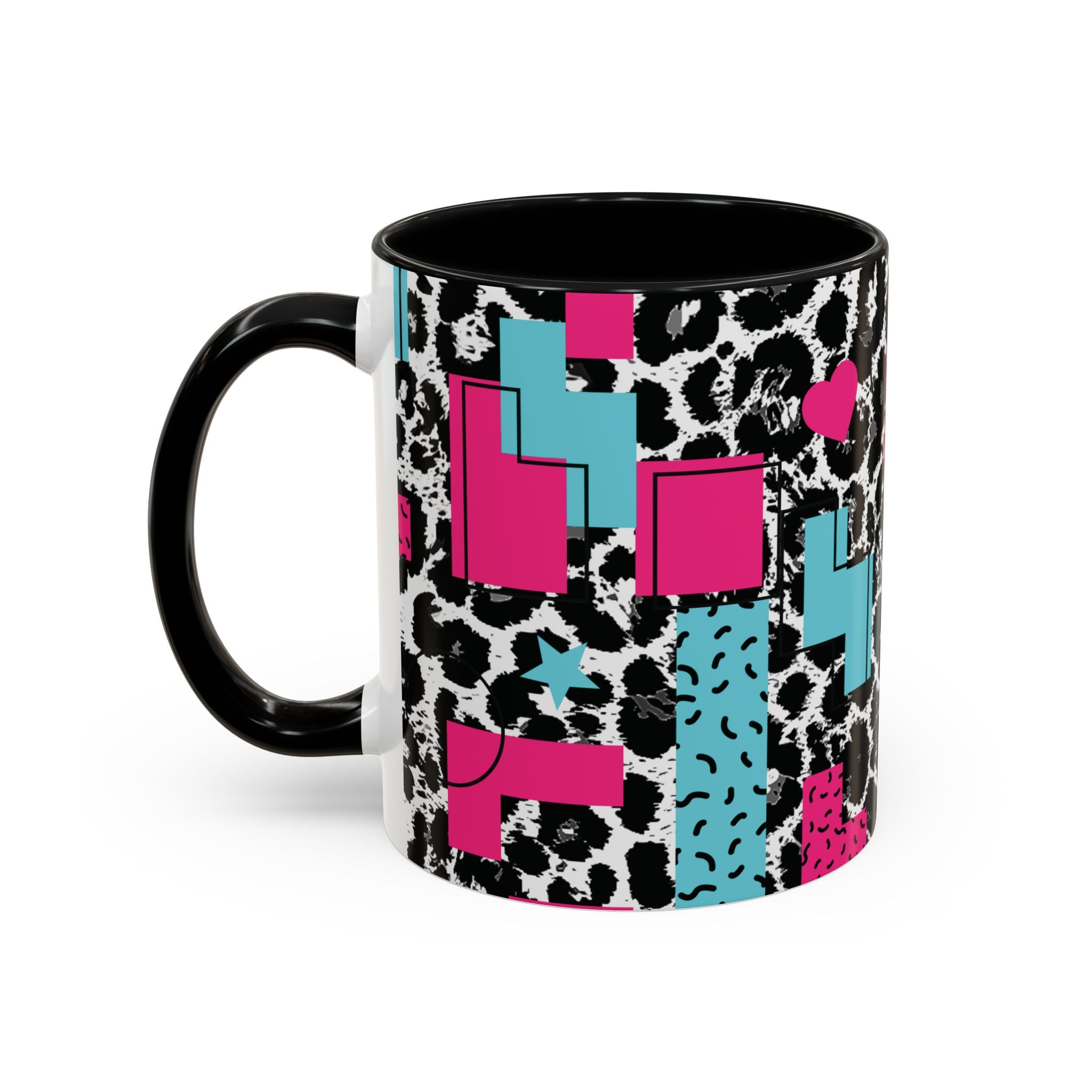 Retro Vibes Love Blocks Leopard Print Coffee Mug Kitchen Decor, Gift