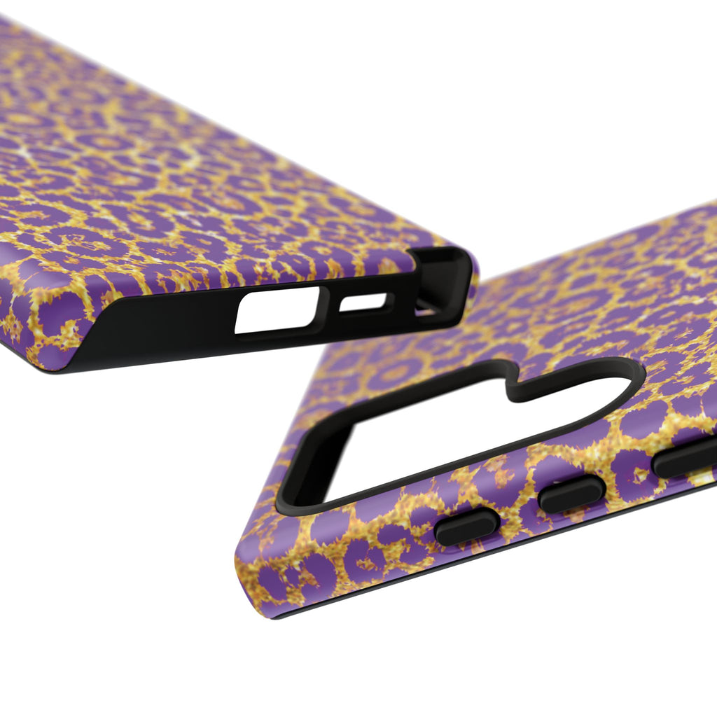Purple Gold Leopard Tough Phone Case for iPhone, Galaxy, or Google Pixel