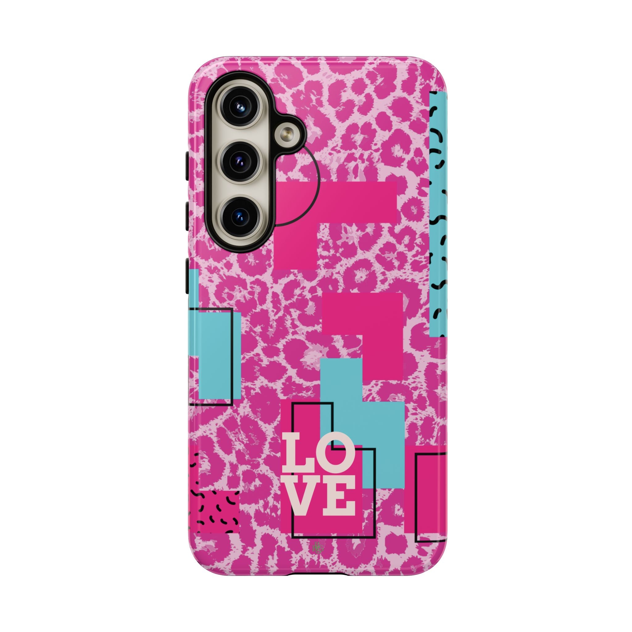 Retro Love Pink Leopard RG Tough Phone Case for iPhone, Galaxy, or Google Pixel
