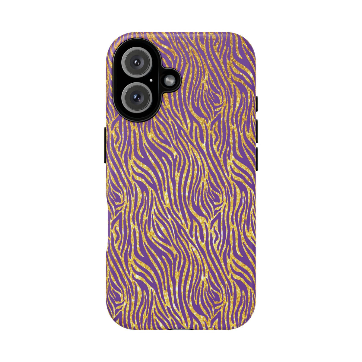 Vibrant Purple Gold Zebra Tough Phone Case iPhone, Galaxy, or Google Pixel