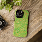 Neon Green Gold Zebra Tough Phone Case for iPhone, Galaxy, or Google Pixel