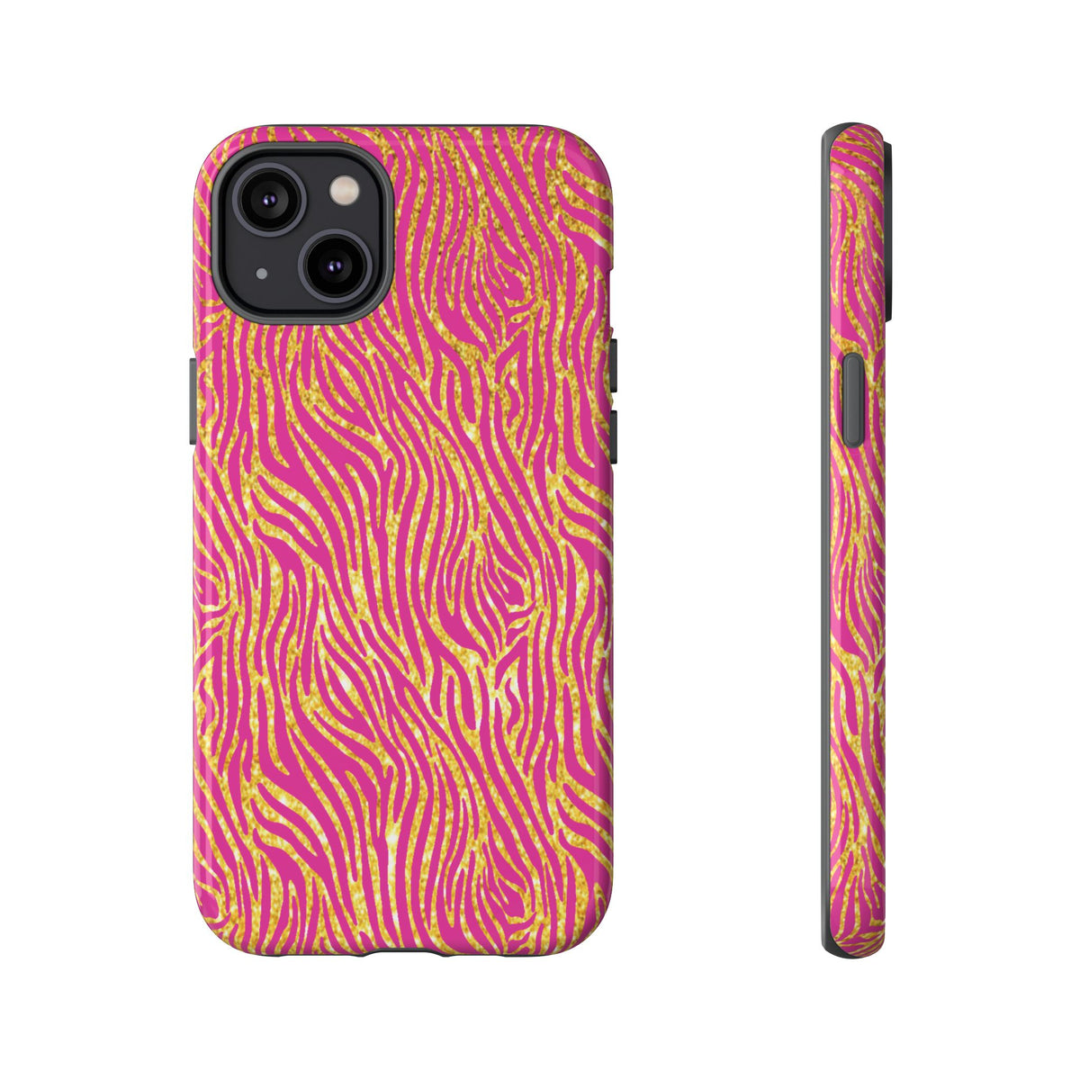 Pink Gold Zebra Print Tough Case for iPhone, Galaxy, or Google Pixel
