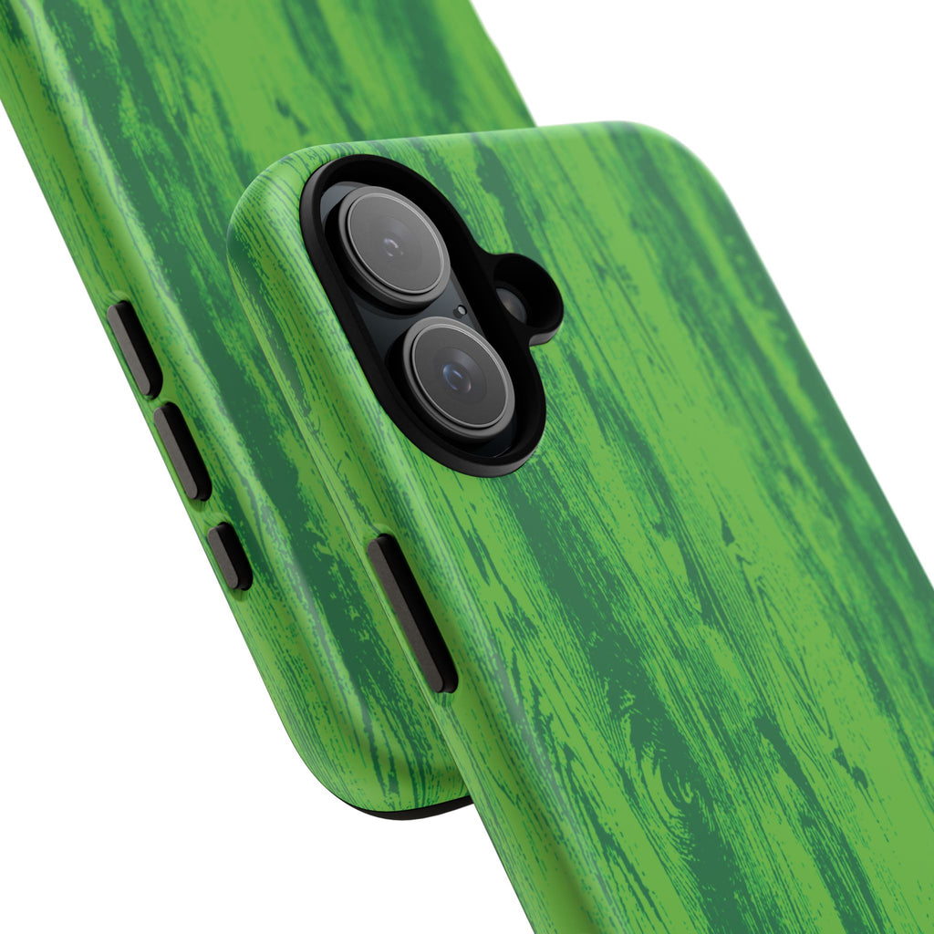 Neon Green Wood Tough Phone Case iPhone, Galaxy, or Google Pixel