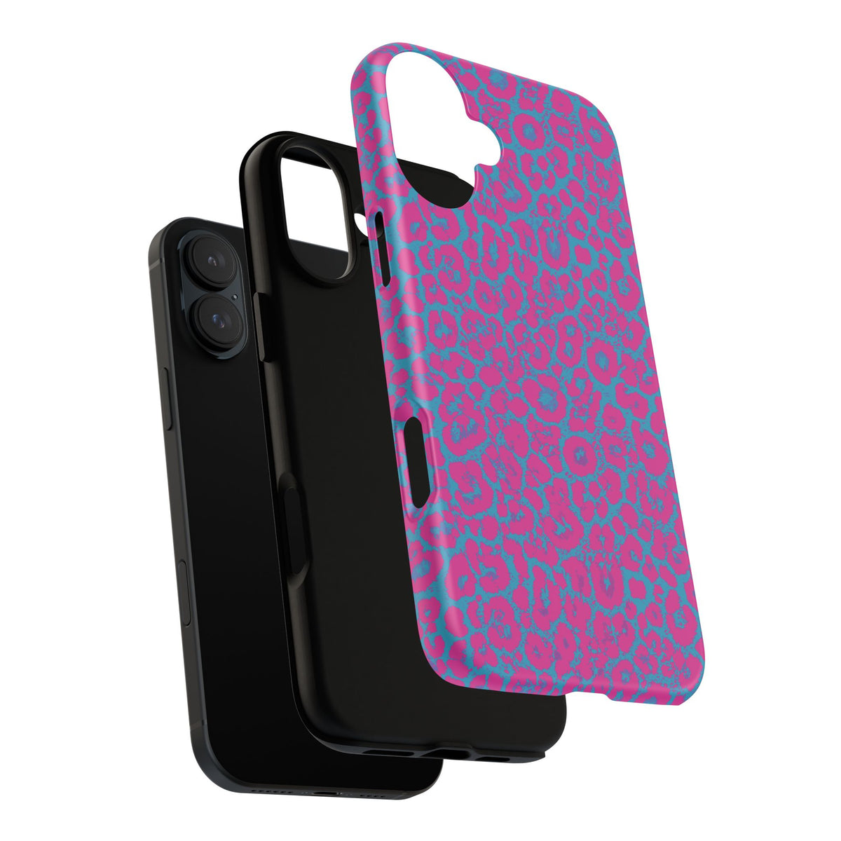 Pink Blue Leopard Tough Phone Case iPhone, Galaxy, or Google Pixel
