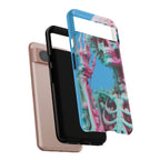 Neon Pink Skeleton Blue Tough Phone Case for iPhone, Galaxy or Google Pixel