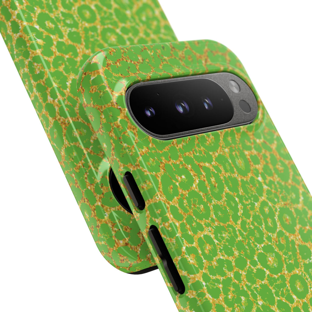 Neon Green Gold Leopard Tough Phone Case iPhone, Galaxy, or Google Pixel