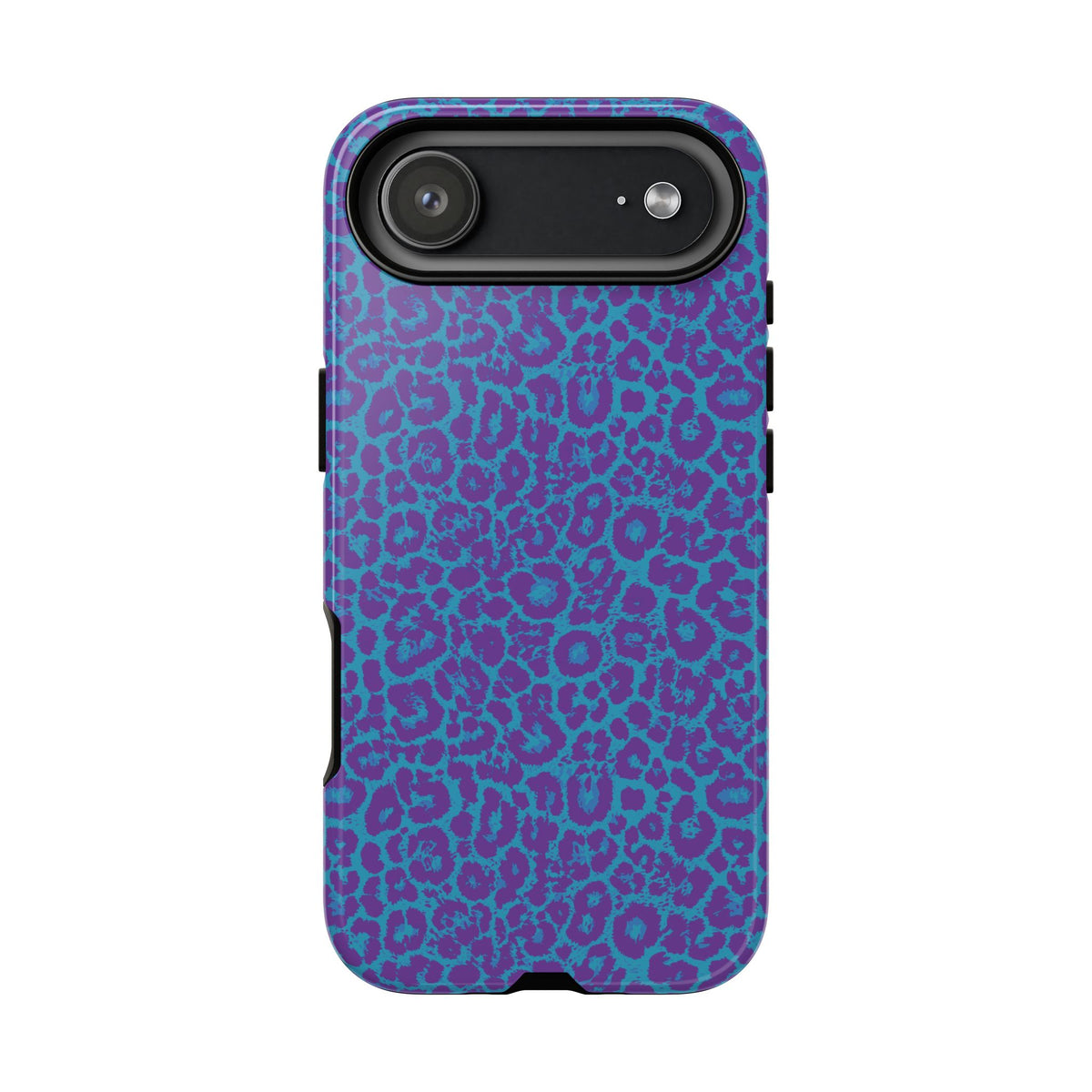 Leopard Printed Purple Blue Tough Phone Case for iPhone, Galaxy, or Google Pixel