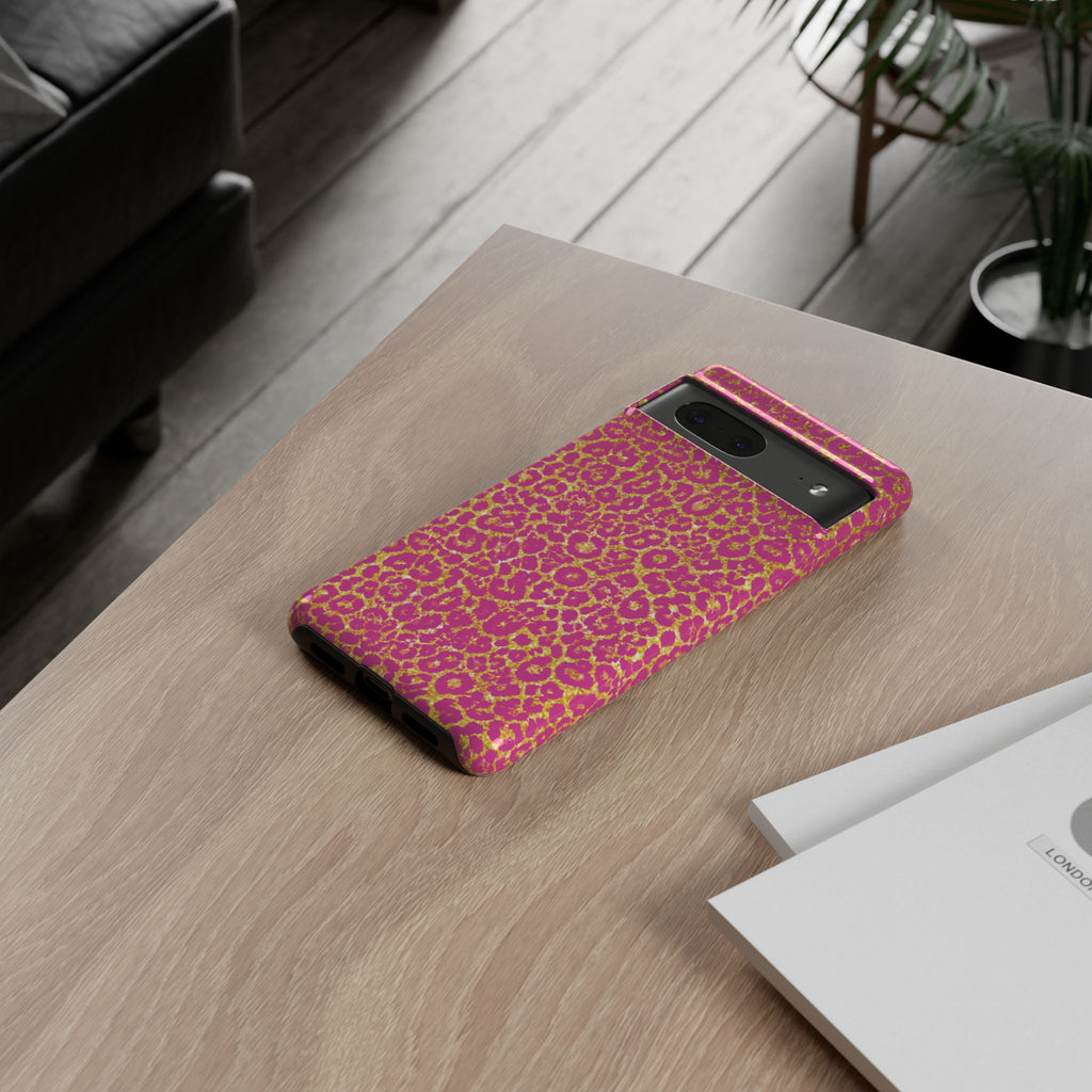 Pink Gold Leopard Tough Case for iPhone, Galaxy, or Google Pixel