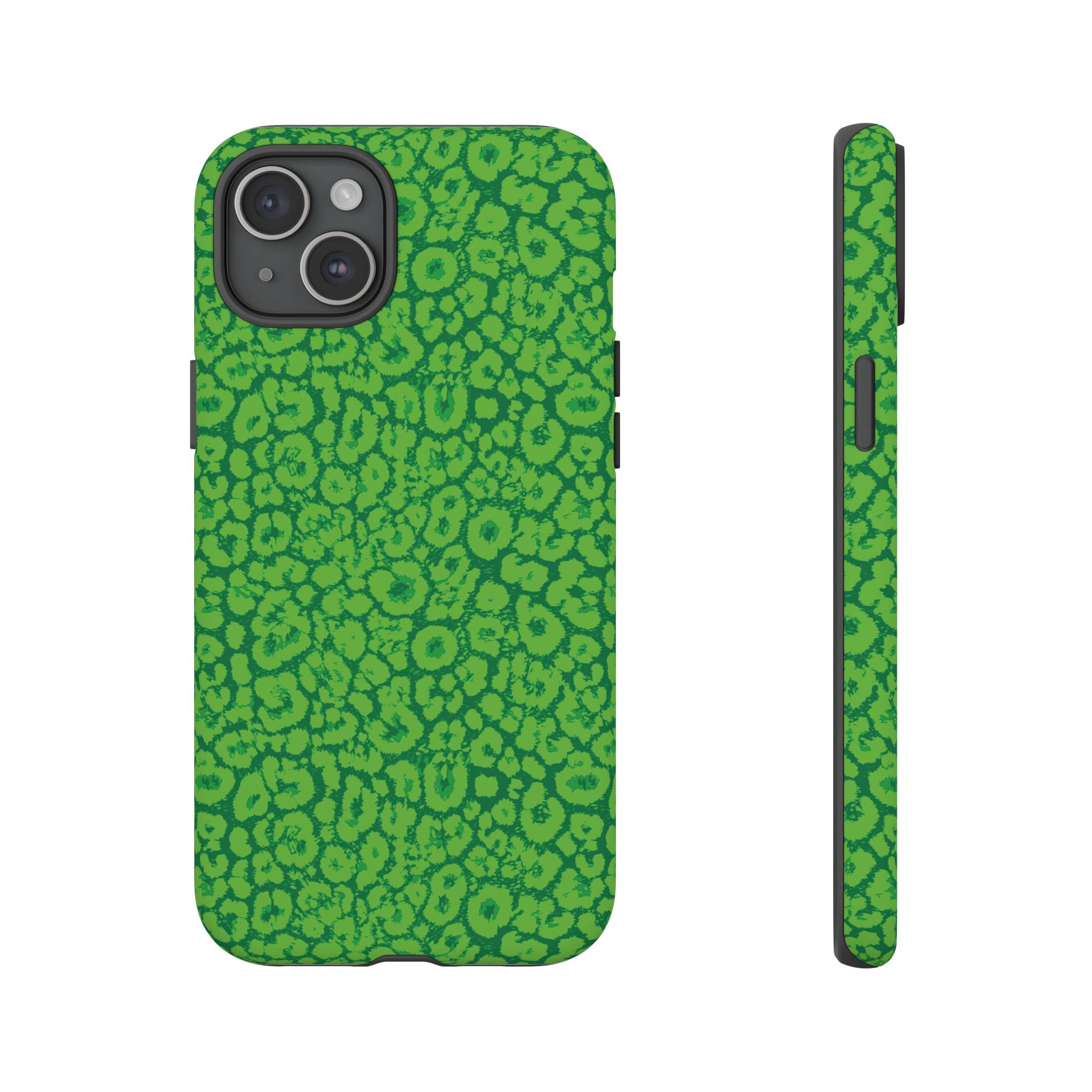 Neon Green Leopard Tough Phone Case for iPhone, Galaxy, or Google Pixel