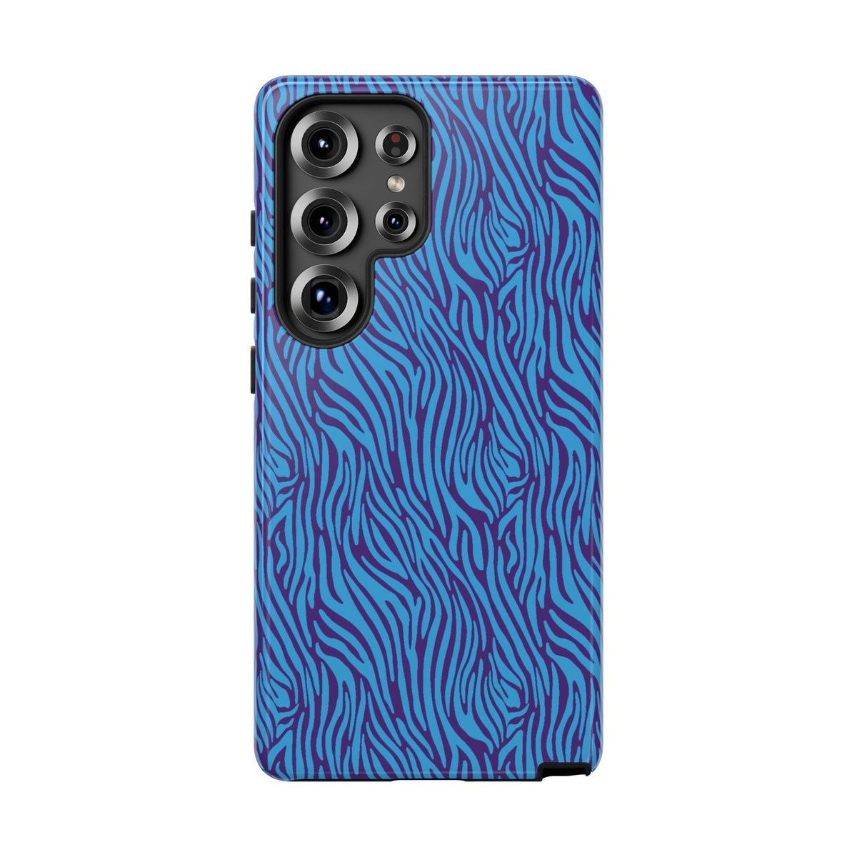 Zebra Print Blue and Purple Tough Case for iPhone, Galaxy or Google Pixel