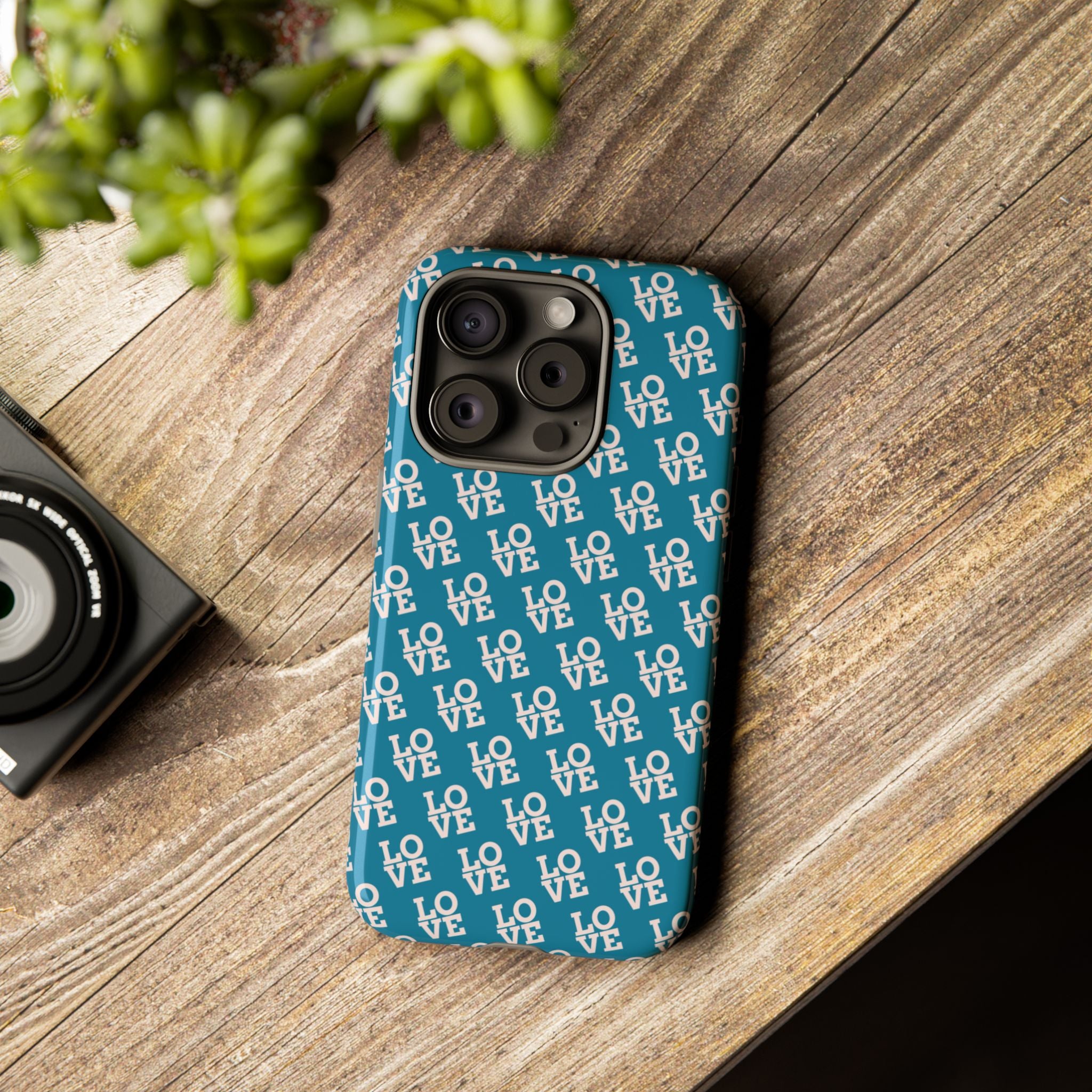 LOVE Teal Green Tough Phone Case iPhone, Galaxy, or Google Pixel