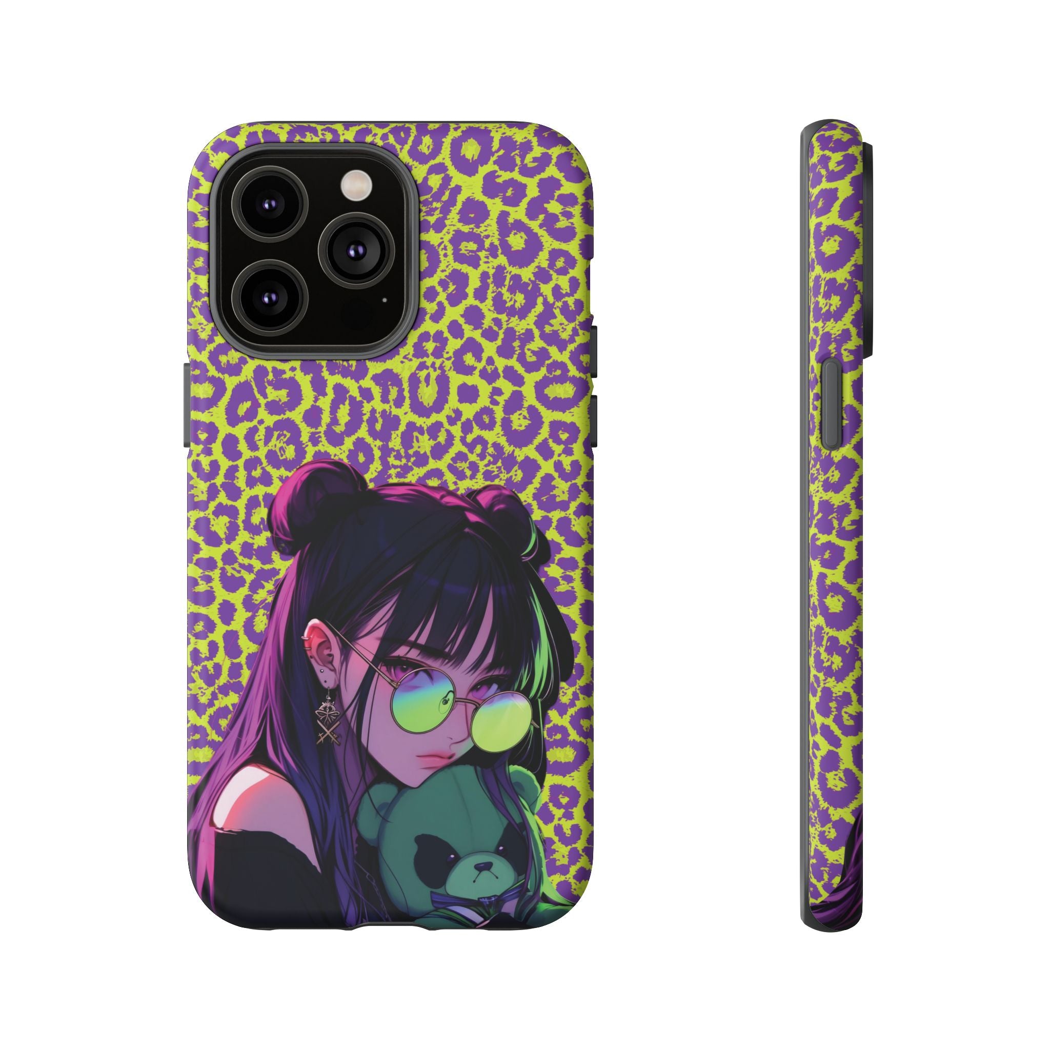 Purple Neon Lime Leopard Kz Tough Case for iPhone, Galaxy, or Google Pixel