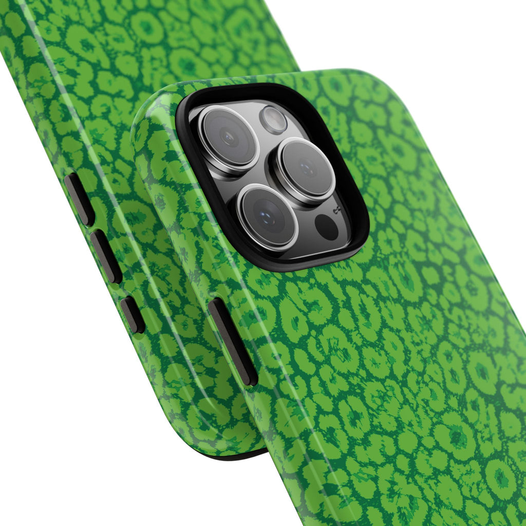 Neon Green Leopard Tough Phone Case for iPhone, Galaxy, or Google Pixel