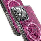 Pink Zebra Magnetic iPhone 14, 15, 16 Series Clear Impact Cases
