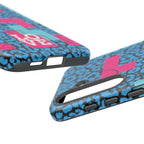 LOVE Blue Leopard 80s Vibe Tough Case for iPhone, Galaxy, or Google Pixel