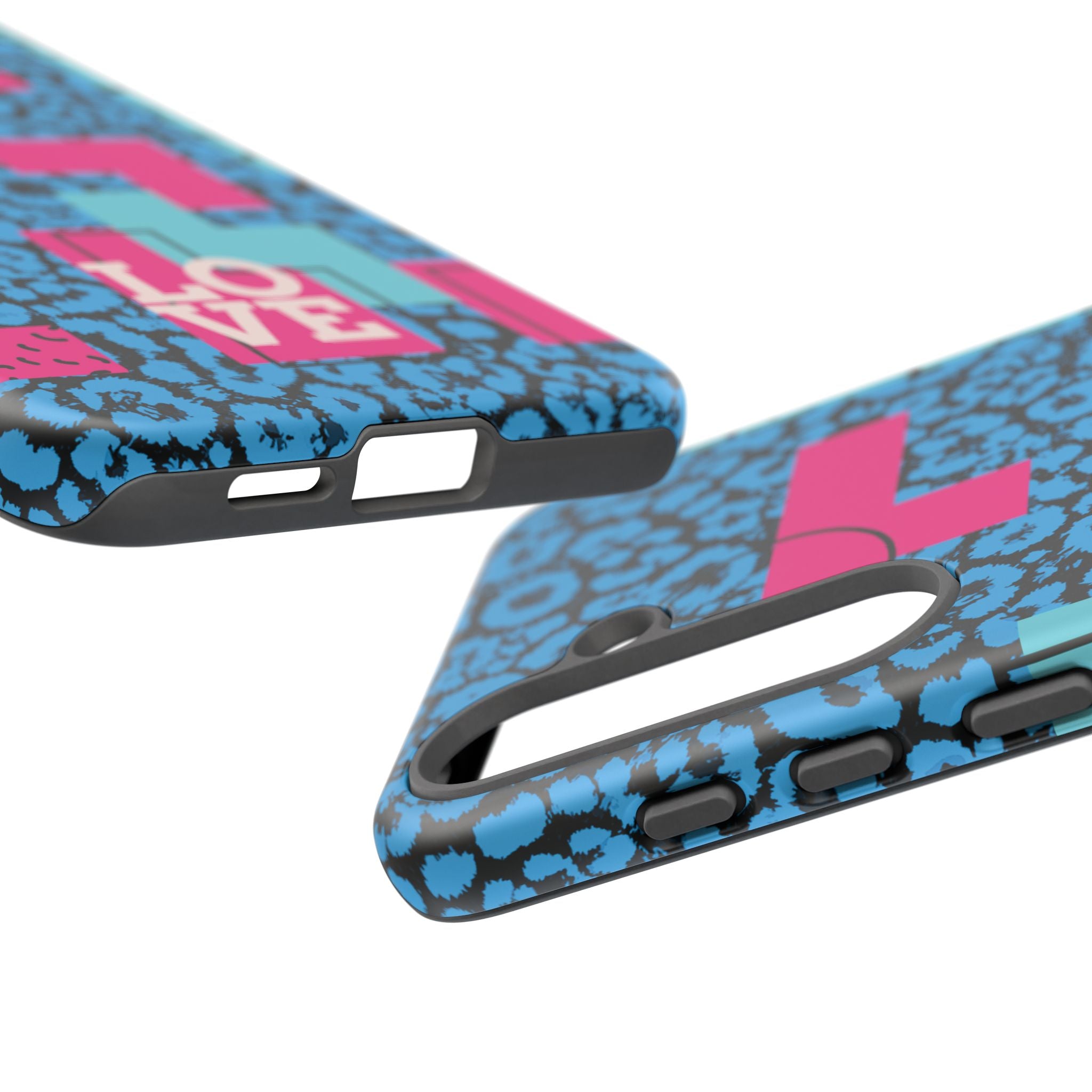 LOVE Blue Leopard 80s Vibe Tough Case for iPhone, Galaxy, or Google Pixel