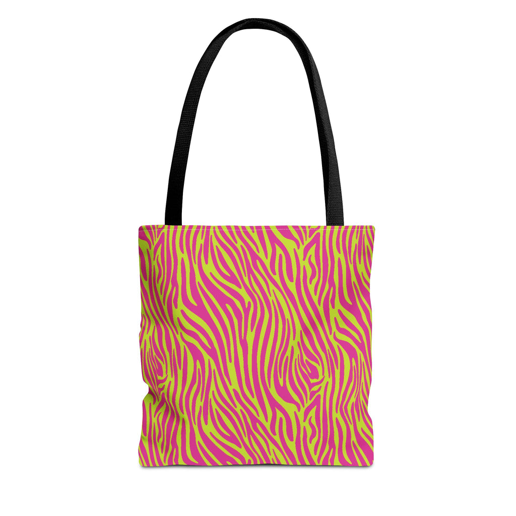 Neon Pink Lime Zebra Tote Bags
