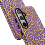 Purple Gold Leopard Tough Phone Case for iPhone, Galaxy, or Google Pixel