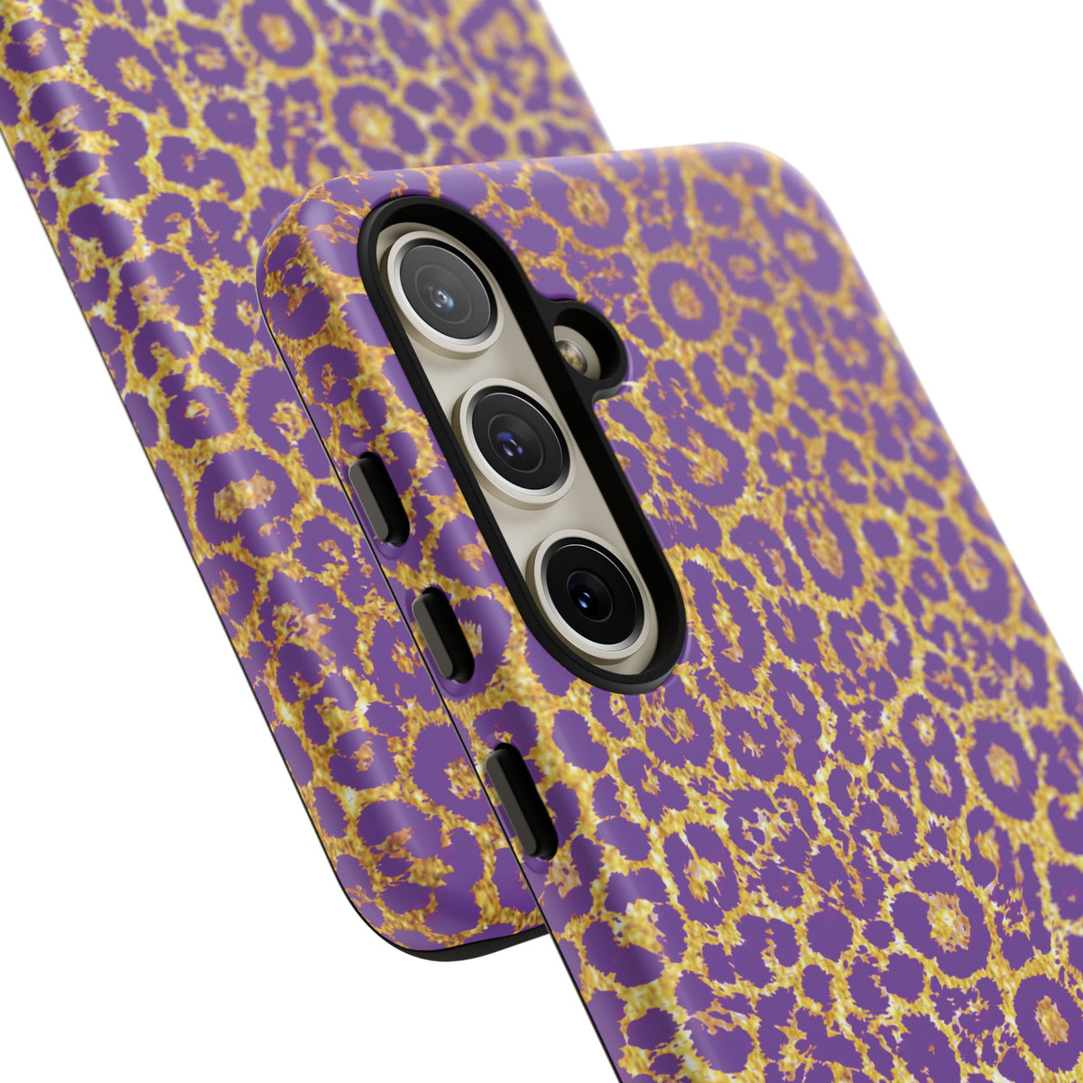 Purple Gold Leopard Tough Phone Case for iPhone, Galaxy, or Google Pixel