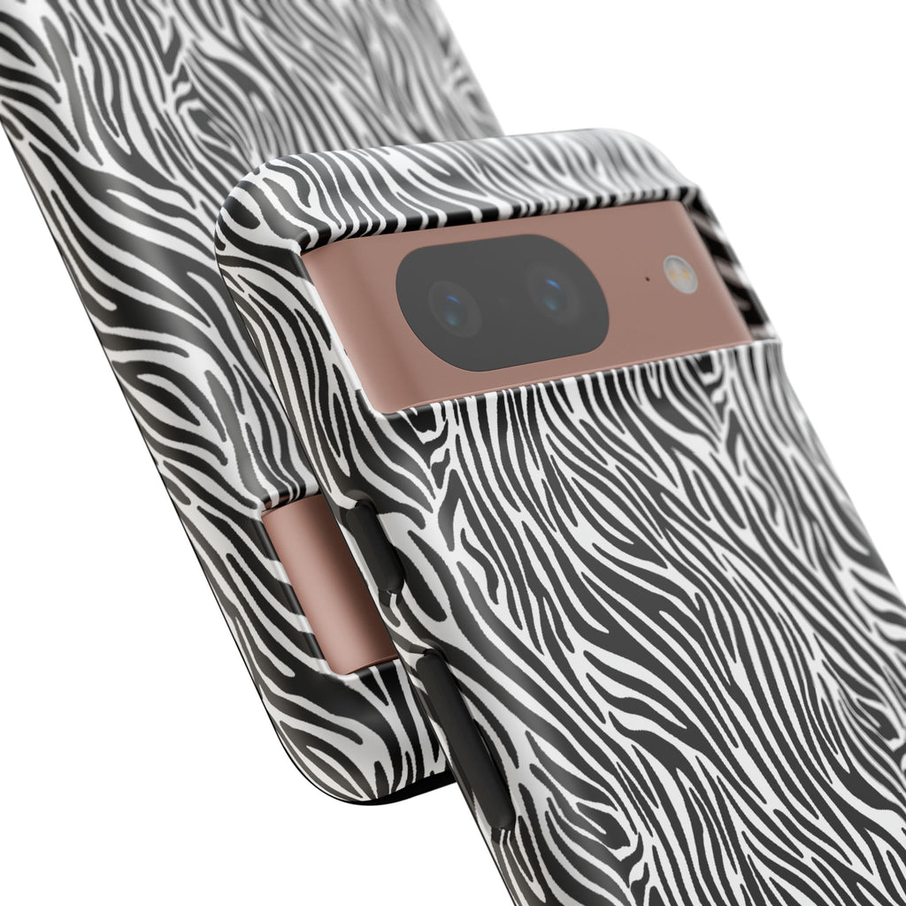 Black and White Zebra Print Tough Case iPhone, Galaxy and Google Pixel