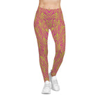 Neon Pink Lime Zebra Print Women's Casual Leggings